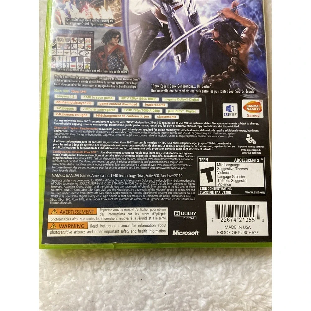 SOUL CALIBUR V Microsoft‎ Xbox 360 2012 Complete CIB